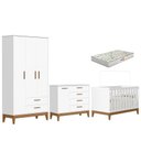Ver imagem 1 de Quarto de Bebê Flip Branco Acetinado com Colchão Gazin - Reller