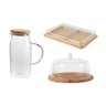 Kit para Servir com 01 Jarra de Vidro 1,15 L + 01 Porta Frios + 01 Boleira em Bambu ou - 1