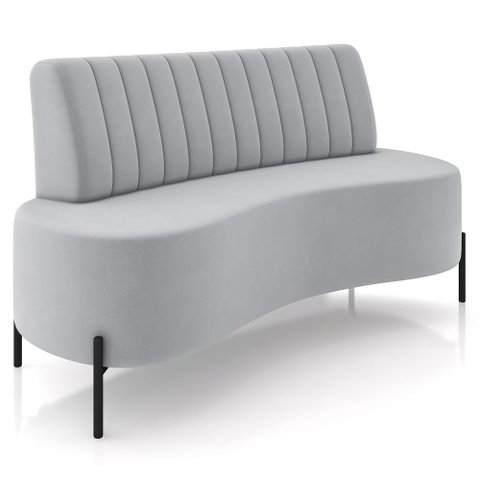 Sofá Chaise 2 Lugares Sala Living 135cm Pés Industrial Cayman K01 Veludo Cinza - Lyam Decor