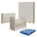 Ver imagem 1 de Quarto de Bebê 4 Portas com Cômoda com Porta Elfe Classic e Berço Americano Danny Areia Acetinado na