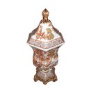 Ver imagem 2 de Potiche Vaso Porcelana Decorativa Florido para Mesa de Centre Rack Sala Quarto - 40x20x20cm
