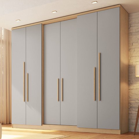 Guarda-Roupa 6 Portas 2 Gavetas Sonata New Angelin e Cinza