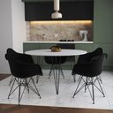Ver imagem 1 de Mesa Jantar Redonda 110Cm Branca Clips 3 Pés Com 5 Poltronas Pretas Ferro Preto - Cor: Branco