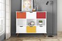 Ver imagem 4 de Nicho Organizador Retro Branco com 6 Gavetas Branco/colorida 108 X 92,5cm - Fdecor