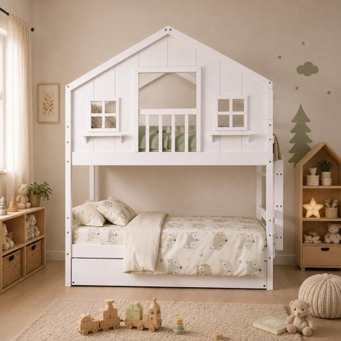 Treliche Casinha Dos Sonhos com Varanda Madeira Maciça Branco Megamobilia