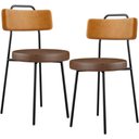 Ver imagem 1 de Kit 02 Cadeiras Decorativas Estofada Para Sala Jantar Barcelona L02 Couríssimo Whisky Marrom - Lyam