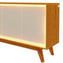 Ver imagem 4 de Buffet Aparador Sala Com LED Neon Pés Madeira 160cm Requinte Gelius Naturale/Off White