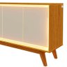 Buffet Aparador Sala Com LED Neon Pés Madeira 160cm Requinte Gelius Naturale/Off White - 4