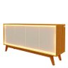 Buffet Aparador Sala Com LED Neon Pés Madeira 160cm Requinte Gelius Naturale/Off White - 2