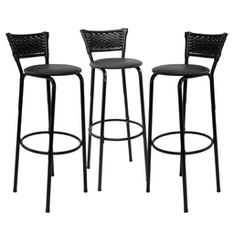 Kit 3 Cadeiras Alta 80cm para Balcão Ilha Bancada Área Gourmet Bar Piscina Banqueta Itagold - 1