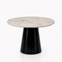Ver imagem 1 de Mesa de Jantar Cone Redondo 130 cm Tampo Mármore Taj Mahal Base Laca Preta
