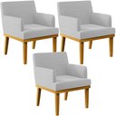Ver imagem 1 de Kit 3 Poltronas Decorativas Sala De Estar Recepção Base Mel Beatriz W01 Bouclê Cinza - Lyam Decor