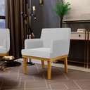 Ver imagem 3 de Kit 3 Poltronas Decorativas Sala De Estar Recepção Base Mel Beatriz W01 Bouclê Cinza - Lyam Decor
