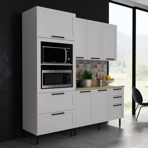 Cozinha Modulada CZ3300 4 Peças 100% MDF Branco Tecno Mobili