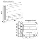 Ver imagem 7 de Estante Home para Tv até 75'' 3 Portas 1 Gaveta Splendido Lâmina Mel Cacao - Caemmun