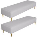 Ver imagem 1 de Kit 02 Puffs Decorativo Bali W01 Pés Palito 190x60cm Linho Bege Escuro - Lyam Decor