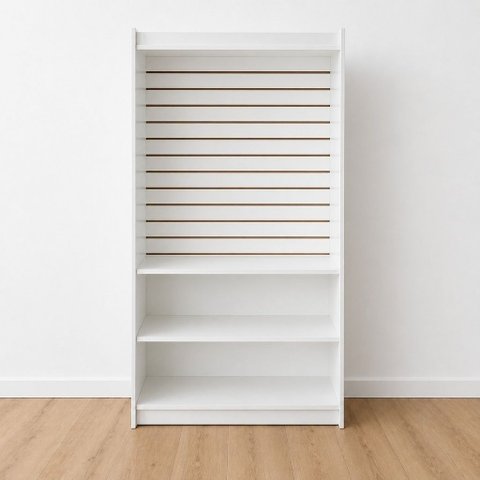 Estante Canaletada com Prateleira 100% Mdf Branco - Suprema Móveis
