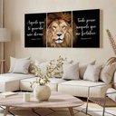 Ver imagem 2 de Kit 3 Quadro Decorativo Leão de Judá Cristã Gospel Sala 40x28cm