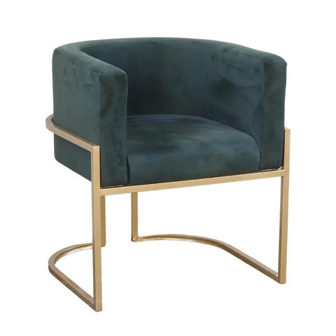 Poltrona Elegance Pé Dourado Assento Verde 72x68x63cm