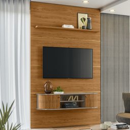 Painel Bancada Piso Teto 244x154cm TV 65 MT7151 Fenddi Naturale MDT - 3