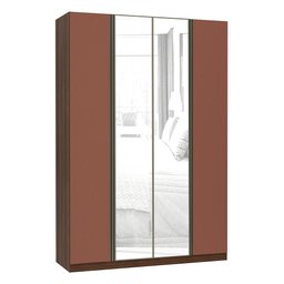 Guarda Roupa 4 Portas Alumínio Inox com Espelho 3 Gavetas 159 Cm Prime Luciane Móveis - 1