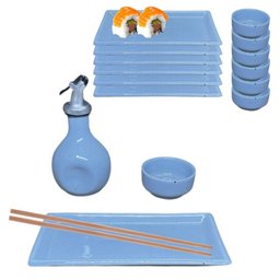 Kit Oriental Azul para Sushi 4 Pessoas Completo e Pratico - 1