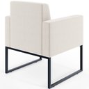 Ver imagem 2 de Kit 2 Poltronas Decorativas para Sala e Recepção Base Fixa de Metal Helô L02 Linho Cru - Lyam