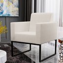 Ver imagem 4 de Kit 2 Poltronas Decorativas para Sala e Recepção Base Fixa de Metal Helô L02 Linho Cru - Lyam