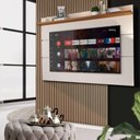 Ver imagem 1 de Painel Grande 180 cm Com Prateleira Até 65 Polegadas Off White Freijó Jammie Shop JM