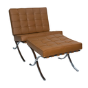 Ver imagem 3 de Poltrona com Banqueta Barcelona Base Cromada Couro Ecologico:caramelo