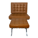 Ver imagem 4 de Poltrona com Banqueta Barcelona Base Cromada Couro Ecologico:caramelo