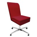 Ver imagem 3 de Kit 06 Cadeira Ana Giratória Metal Com Rodízio Suede Vermelho E Sintético Branco