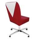 Ver imagem 2 de Kit 06 Cadeira Ana Giratória Metal Com Rodízio Suede Vermelho E Sintético Branco