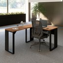 Ver mais imagens de Escrivaninha em L 120 cm X 150 cm Home Office e Escritório Pés Metal F5 Office Cor:Nogal com Preto