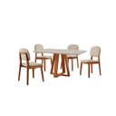 Ver imagem 1 de Conjunto Sala de Jantar Mesa Floripa 120x80cm Tampo Retângular Vidro/MDF Off White com 4 Cadeiras Év