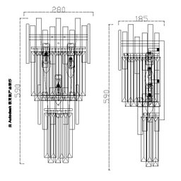 Arandela Moderna de Cristal com Estrutura Dourada 3 Lâmpadas - 3