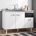 Ver imagem 2 de Balcão de Cozinha 120cm Bonny 3 Portas S/ Tampo Branco/Preto Flex