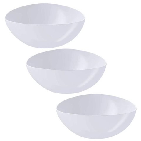 Kit 3 Saladeiras Tigela Plástica 5l Branca Triangular Sobremesa Buffet Essential Coza