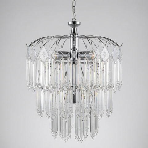 Lustre Cromado Vidro Sala Jantar Teto Pendente