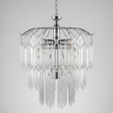 Ver imagem 1 de Lustre Cromado Vidro Sala Jantar Teto Pendente