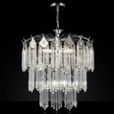 Ver imagem 3 de Lustre Cromado Vidro Sala Jantar Teto Pendente