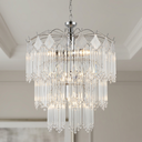 Ver imagem 6 de Lustre Cromado Vidro Sala Jantar Teto Pendente