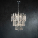 Ver imagem 4 de Lustre Cromado Vidro Sala Jantar Teto Pendente