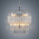 Ver imagem 2 de Lustre Cromado Vidro Sala Jantar Teto Pendente