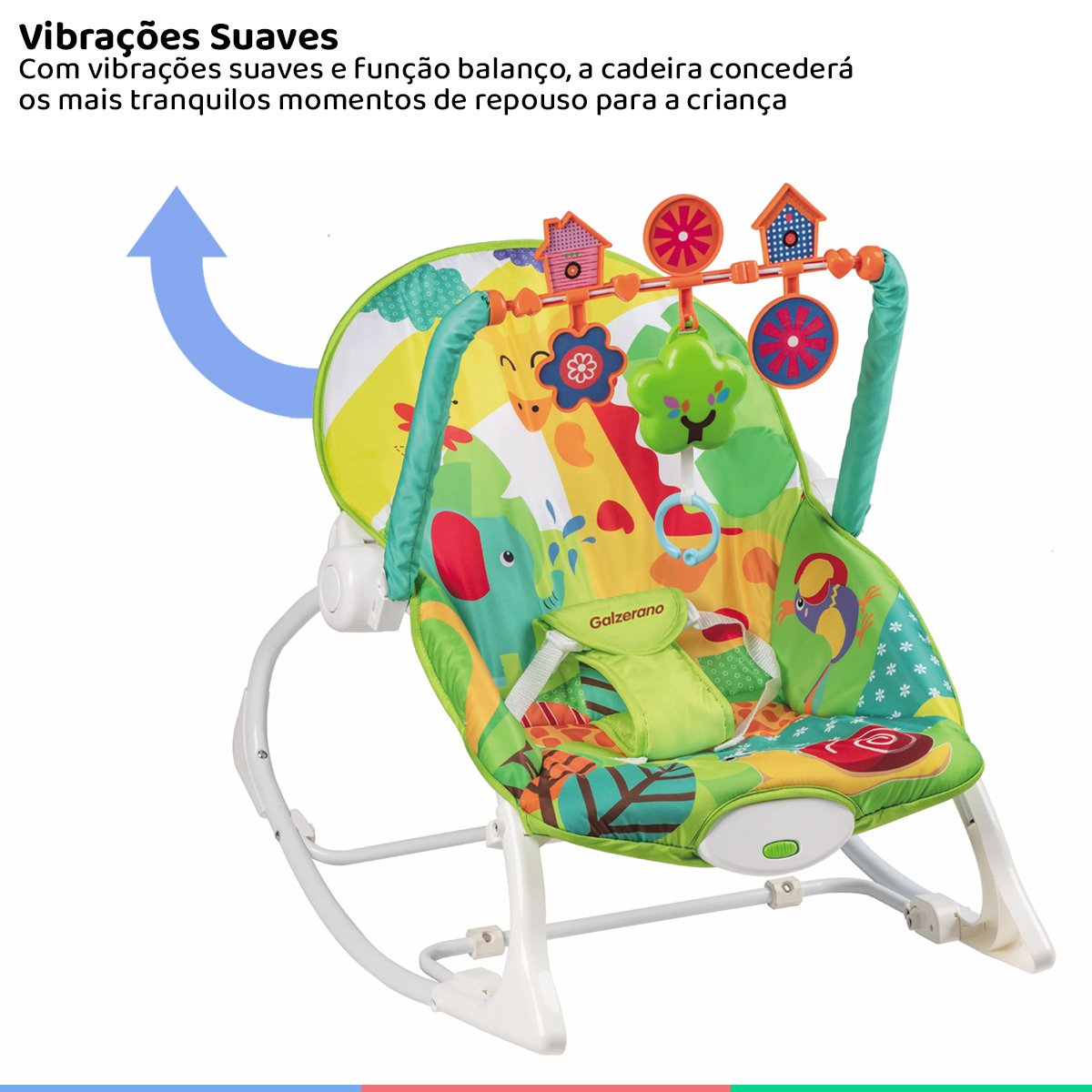 Cadeira de Balanço Com Móbile Infantil Descanso Do Bebê De 0 à 18 Kg Nina Colorida Galzerano - 3