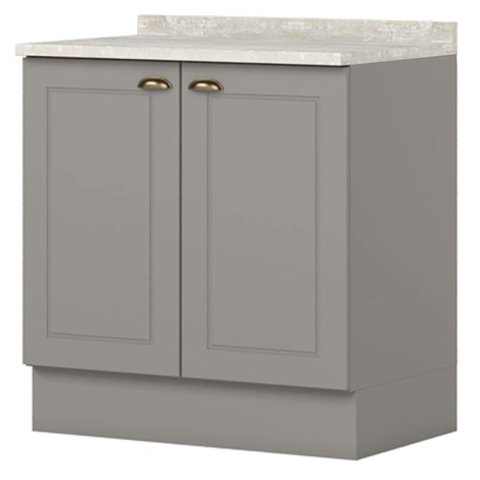 Balcao com Tampo 2 Portas 80 Cm Americana Cinza Calcare Henn