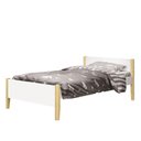 Ver imagem 1 de Cama Solteiro Simba Branco Fosco com Pés Madeira Natural - Reller Móveis