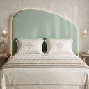 Ver imagem 1 de Cabeceira Cama Box King Colli 195cm Estofada Orgânica Moderna Bouclê Verde Menta - Desk Design