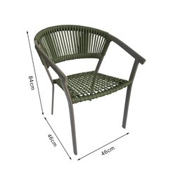 Kit 4 Cadeiras de Jantar Corda Náutica Verde Musgo Base Aluminio Rami Sofia Linha Plus - 4