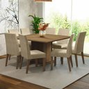 Ver imagem 1 de Conjunto Sala de Jantar Mesa Tampo de Madeira 8 Cadeiras Rustic/imperial Doris Madesa